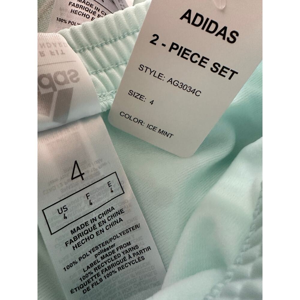 Adidas Toddler Girls Mint Green 2 Piece Zipper Front Track Suit Size 4 - NWT - Picture 5 of 7